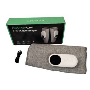 RejuvaFlow 3-In-1 Leg Massager Heat Compression Calf Wrap Single Unit Gray NEW